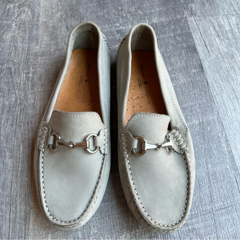 Mercanti Fiorentini Shoes Womens 8 B Bit Loafers Gray Leather Round Moc Toe